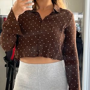 NWOT Cropped Long sleeve Blouse shirt